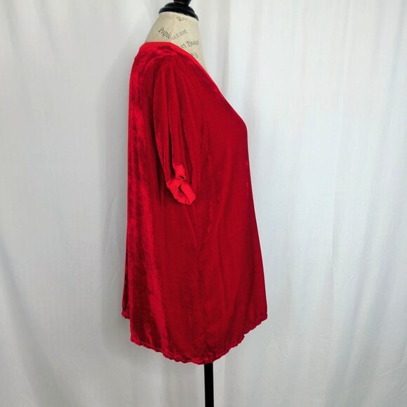 Johnny Was Velvet Top X-Small Red Short Sleeve - Picture 7 of 10